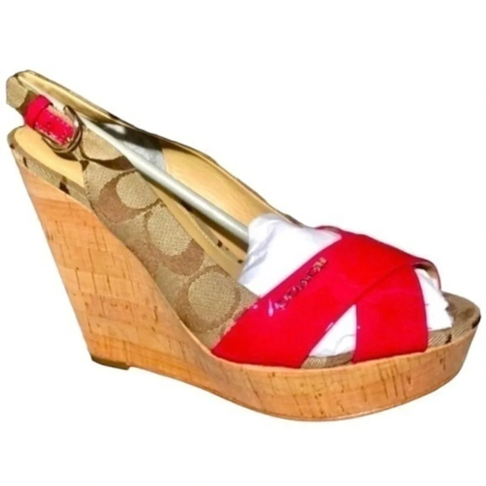 NWT Coach Platform Sandal Wedge Heels